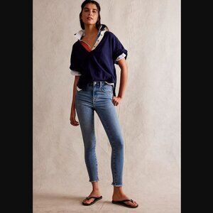 EUC We the Free Free People Blue Raw Hem High Rise Jeans Size 30 Size 10